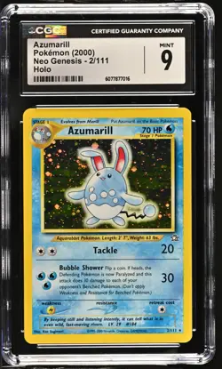CGC 9 MINT Azumarill 2000 Neo Genesis 2/111 Holo Pokemon Card - Image 1