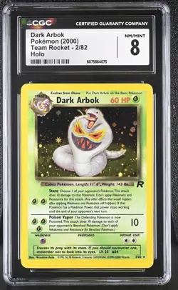 CGC 8 Dark Arbok 2000 Team Rocket 2/82 Holo Pokemon Card - Image 1