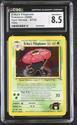 CGC 8.5 Erika's Vileplume 2000 Gym Heroes 5/132 Holo Pokemon Card - Image 1