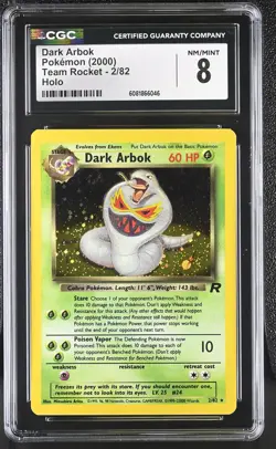 CGC 8 Dark Arbok 2000 Team Rocket 2/82 Holo SWIRL Pokemon Card - Image 1
