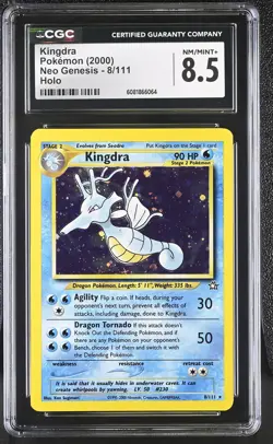 CGC 8.5 Kingdra 2000 Neo Genesis 8/111 Holo Pokemon Card - Image 1