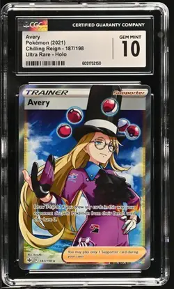 ✨✨✨ CGC 10 Avery Full Art Chilling Reign 2021 #187/198 Pokemon Card Trainer - Image 1