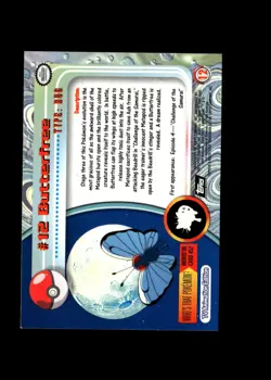 Butterfree : 1999 Topps Pokemon TV Animation Black Logo Card #12 + FREE Ship - Image 2