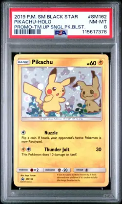 2019 POKEMON SM BLACK STAR PROMO TEAM UP SINGLE PACK BLISTERS PIKACHU-HOLO PSA 8 - Image 1