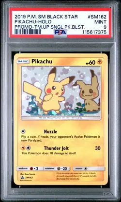 2019 POKEMON SM BLACK STAR PROMO TEAM UP SINGLE PACK BLISTERS PIKACHU-HOLO PSA 9 - Image 1