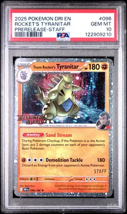 2025 POKEMON DRI EN-DESTINED RIVALS #096 TEAM ROCKET'S TYRANITAR PSA 10 - Image 1