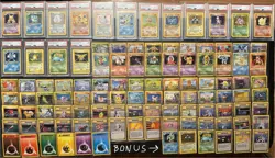 COMPLETE Unlimited Pokemon Base Master Set ALL HOLO GRADED PSA 6 7 8 9 +BONUS - Image 1