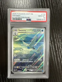 2025 Pokemon WHT EN White Flare Illustration Rare #110 SWANNA PSA 10 - Image 1