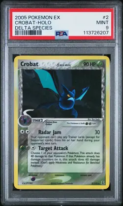 2005 Pokemon Ex Delta Species #2 Crobat Holo PSA 9 MINT - Image 1