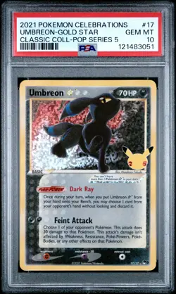 2021 POKEMON CELEBRATIONS CLASSIC COLL #17 UMBREON-GOLD STAR PSA 10 - Image 1