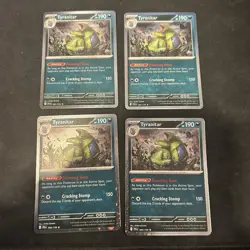 4X Tyranitar Cosmos Holo 095/159 Mega Evolution Check Lane Blister Promo JTG NM - Image 1