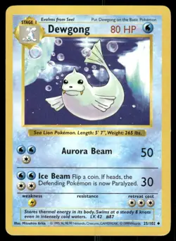 Pokemon Tcg Dewgong [Shadowless] #25 Pokemon Base Set LP - Image 1