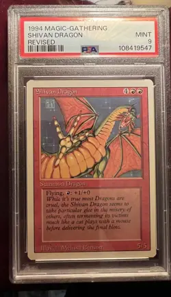 Magic The Gathering 1994 MTG Revised Shivan Dragon PSA 9 Mint - Image 1