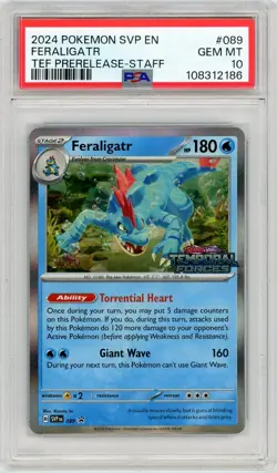 Pokemon Feraligatr #089 Temporal Forces Staff Prerelease PSA 10 Gem Mint - Image 1