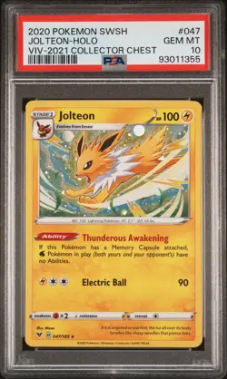 2020 POKEMON SWORD & SHIELD VIVID VOLTAGE #047 JOLTEON-HOLO PSA 10 - Image 1