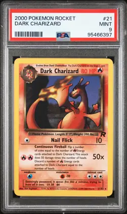 2000 POKEMON ROCKET #21 DARK CHARIZARD PSA 9 - Image 1