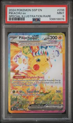 2024 POKEMON SSP EN-SURGING SPARKS SPECIAL ILLUSTRATION RARE PIKACHU EX PSA 9 - Image 1