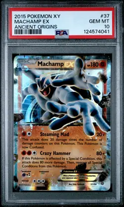 2015 POKEMON XY ANCIENT ORIGINS #37 MACHAMP EX PSA 10 - Image 1