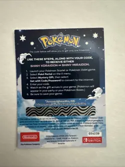 Pokemon Scarlet and Violet Shiny Koraidon OR Miraidon Gamestop Promo Card Code - Image 2