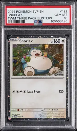2024 POKEMON SVP EN-SV BLACK STAR PROMO #122 SNORLAX PSA 10 - Image 1