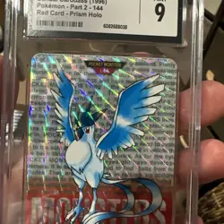 Pokemon: Articuno Part 2 #144 Red Japanese Prism 1996 Bandai Carddass - CGC 9 - Image 3