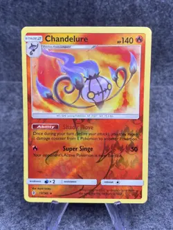 Pokemon TCG Chandelure Sun & Moon: Guardians Rising 13/145 Reverse Holo NM - Image 1