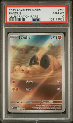 2023 POKEMON SVI EN-SCARLET & VIOLET ILLUSTRATION RARE #216 SANDILE PSA 10 - Image 1