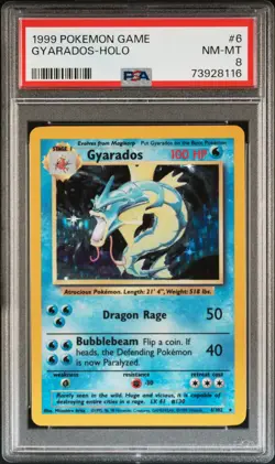 1999 POKEMON BASE SET UNLIMITED #6 GYARADOS-HOLO PSA 8 - Image 1