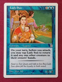 Magic The Gathering PORTAL THREE KINGDOMS LADY SUN blue card MTG P3K - Image 1