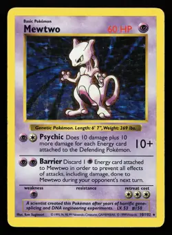 Mewtwo 10/102 Holo Rare Base Set (Shadowless) Pokemon Card - Image 1