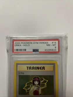Erika Holo Pokemon Gym Heroes Unlimited Card 16/132 PSA 8 - Image 4
