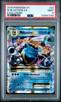 2016 POKEMON XY EVOLUTIONS #22 M BLASTOISE EX PSA 9 - Image 1