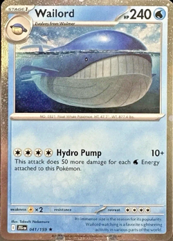 Pokemon TCG Wailord 041/159 Journey Together Cosmos Holo Rare - Image 1
