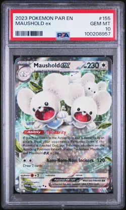2023 POKEMON PAR EN-PARADOX RIFT #155 MAUSHOLD EX PSA 10 - Image 1