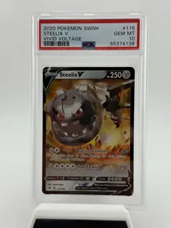 2020 Pokemon Sword & Shield Vivid Voltage Steelix V Full Art Holo 115/185 PSA 10 - Image 1