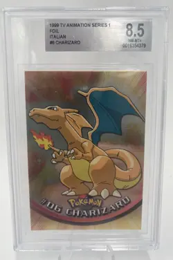 Charizard 1999 Topps Italian Pokemon TV Series 1 #6 Foil Holo BGS 8.5 NM-MT+ - Image 1