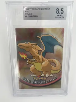 Charizard 1999 Topps Italian Pokemon TV Series 1 #6 Foil Holo BGS 8.5 NM-MT+ - Image 3