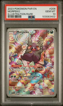 2023 POKEMON PAR EN-PARADOX RIFT ILLUSTRATION RARE #206 MORPEKO PSA 10 - Image 1