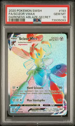 2020 POKEMON SWORD & SHIELD DARKNESS ABLAZE SECRET FULL ART/SCIZOR VMAX PSA 10 - Image 1