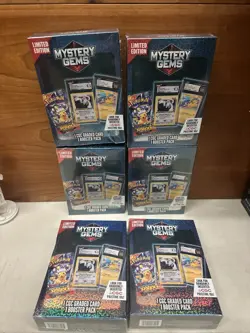 Lot 6 Pokemon TCG Limited Edition Mystery Gems CGC Graded Card & Booster Pack - Image 1