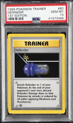 1999 POKEMON BASE SET 1ST EDITION #80 DEFENDER PSA 10 - Image 1