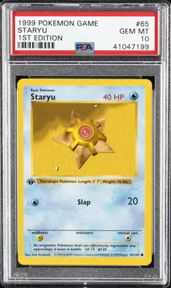 1999 POKEMON BASE SET 1ST EDITION #65 STARYU PSA 10 - Image 1