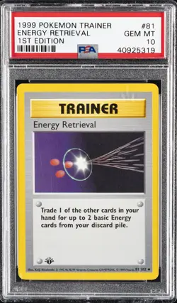 1999 POKEMON BASE SET 1ST EDITION #81 ENERGY RETRIEVAL PSA 10 - Image 1