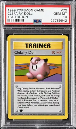 1999 POKEMON BASE SET 1ST EDITION #70 CLEFAIRY DOLL PSA 10 - Image 1