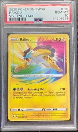 2020 Pokemon Vivid Voltage #050 Raikou PSA 10 - Image 1