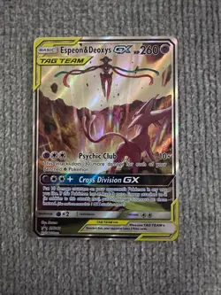Pokemon TCG Espeon & Deoxys GX SM240 Black Star Promo Sun & Moon - Image 1