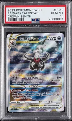 2023 POKEMON SWORD & SHIELD CROWN ZENITH #GG50 FULL ART/DARKRAI VSTAR PSA 10 - Image 1