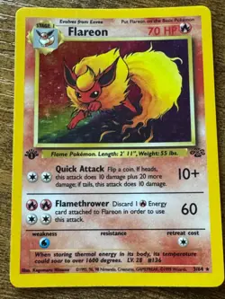 Pokemon TCG Flareon Jungle 3/64 Holo Unlimited Holo Rare 1st Edition LP - Image 1