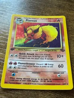 Pokemon TCG Flareon Jungle 3/64 Holo Unlimited Holo Rare 1st Edition LP - Image 2