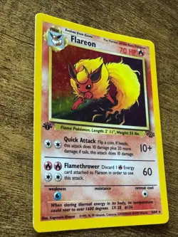 Pokemon TCG Flareon Jungle 3/64 Holo Unlimited Holo Rare 1st Edition LP - Image 4